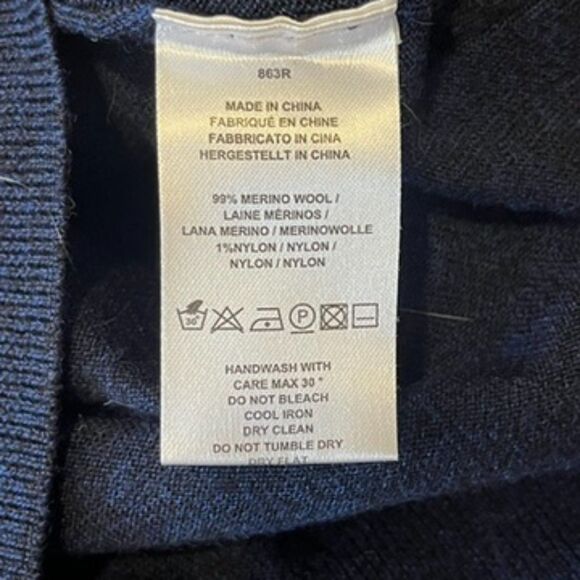 Paul Smith Navy Blue Merino Wool Men's Sweater Pullover Small Crew Neck - Picture 6 of 6